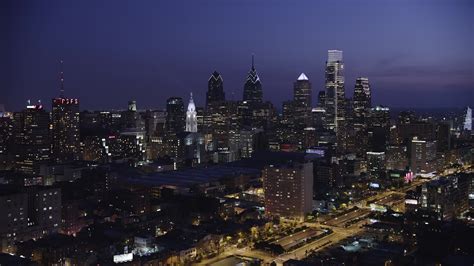 5K stock footage aerial video of Downtown Philadelphia skyscrapers and Pennsylvania Convention ...