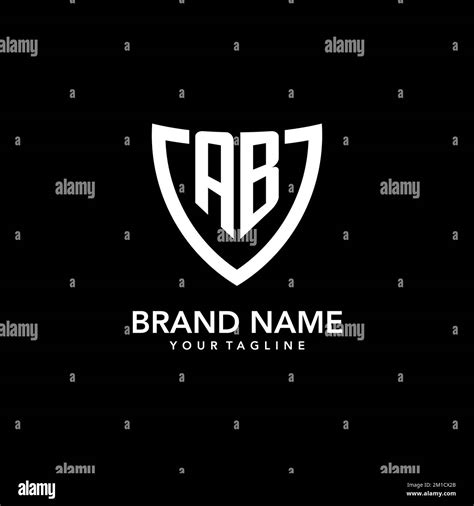 Ab Monogram Initial Logo With Clean Modern Shield Icon Design