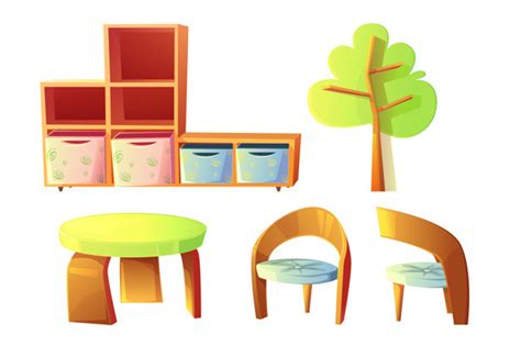 Kindergarten Furniture For Childrens Class Room Free Vector Nohat
