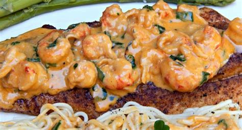 Pan Fried Speckled Trout With Creamy Crawfish Sauce