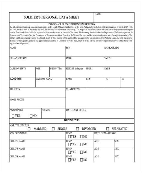 Army Soldier Data Sheet Fill Online Printable Fillabl