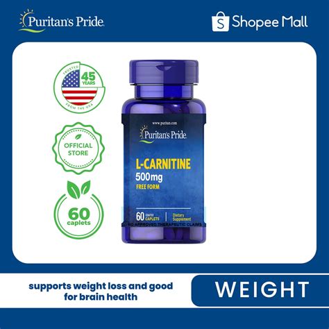 L Carnitine 500mg 60 Caplets Weight Management Puritans Pride Shopee Philippines