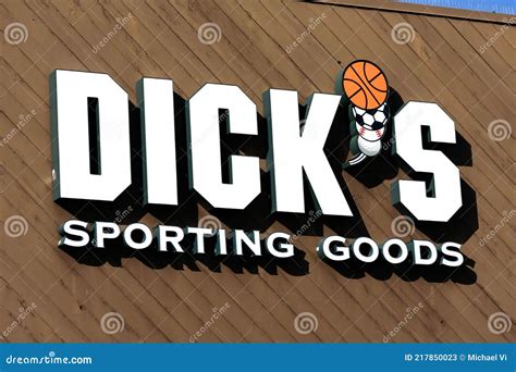 Dick`s Sporting Goods Sign On The Facade Of Sporting Goods Retail Chain