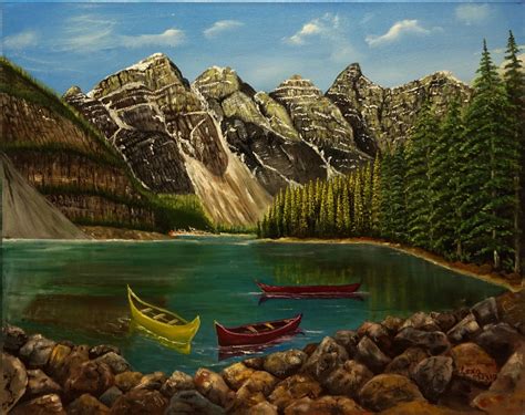 Landscape Oil Painting Of Summer At Moraine Lake — Lexaartworld