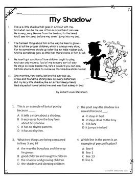 Poetry Reading Comprehension Questions For The Whole Year Tpt