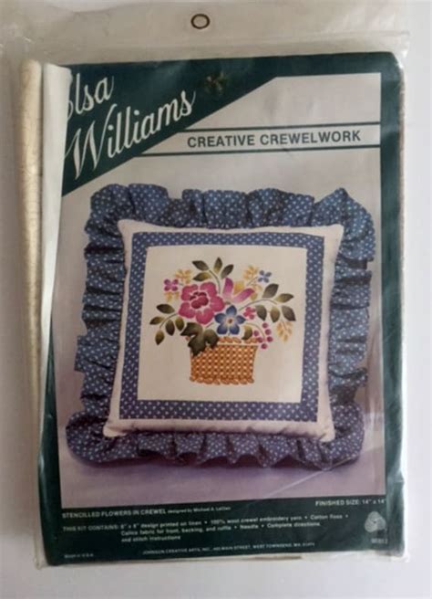 Vintage Elsa Williams Crewel Embroidery Kit Flowers Basket