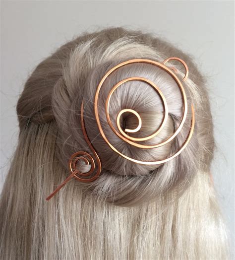 Copper Hair Slide Hair Stick Hair Pin Copper Barrette Hair Etsy