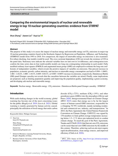 Comparing The Environmental Impacts Of Nuclear And Renewable Energy In