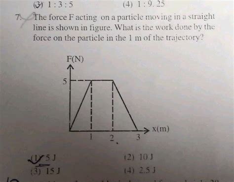 the force f acting on a particle moving in a straight line as shown in figure what is the work