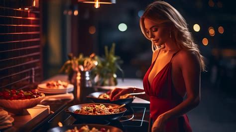 Premium AI Image Beautiful Sexy Girl In The Kitchen Induction Cooktop