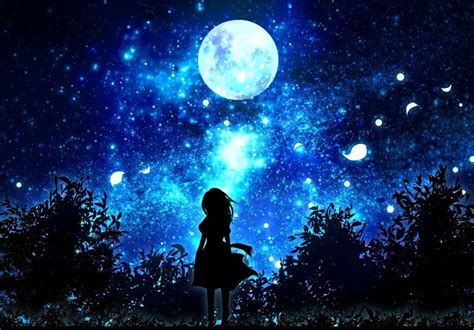 Anime Moon Beautiful Night Sky Benedict Shanelle
