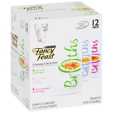 Satisfy your cat's desire for extraordinary flavor by serving purina fancy feast grilled wet cat food. Purina Fancy Feast Creamy Broths Collection Cat Complement ...