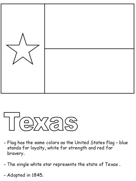 Kids coloring of flag of the united states; Texas State Flag