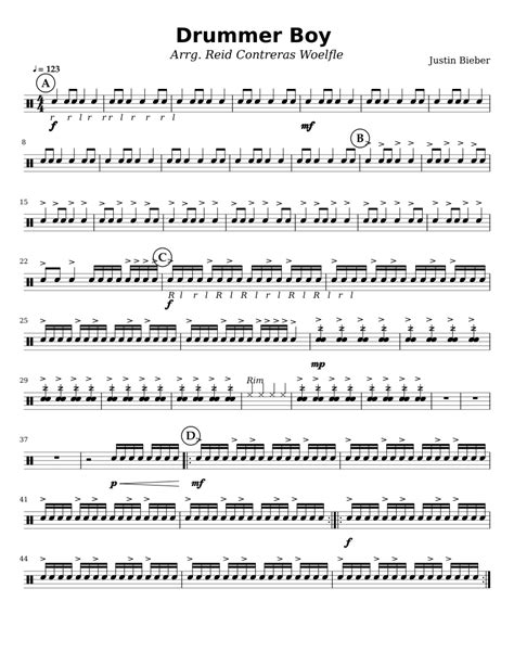 Drummer Boy Snare Sheet Music For Snare Drum Solo Download And