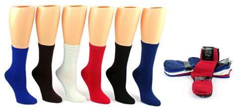 24 Units Of Womens Novelty Crew Socks Solid Colors Size 9 11 At