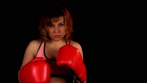 Female In The Red Boxing Stock Footage Video 100 Royalty Free