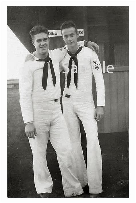 Vintage 1940s Photo Reprint Handsome Sailors Hug Affectionately Gay