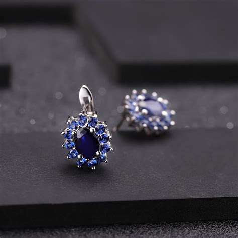 Natural Blue Sapphire Stud Earrings Genuine Sterling Etsy