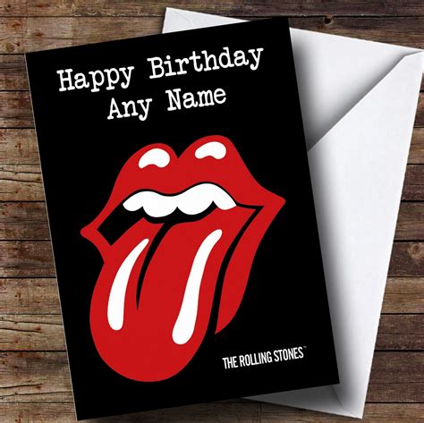 Personalized The Rolling Stones Logo Celebrity Birthday Card Red