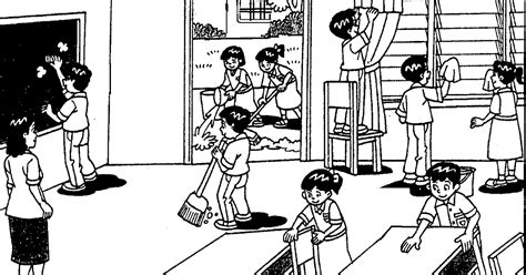 Gambar Lingkungan Sekolah Kartun Hitam Putih - Adzka