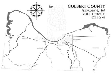 Large Map Of Colbert County In Alabama Stock Vector Illustration Of