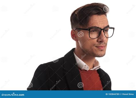 Side View Of A Young Man Wearing Glasses Stock Image Image Of