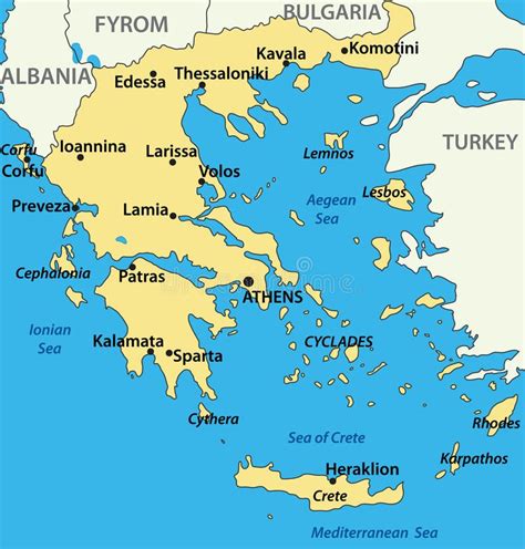 Greece Map Of The Country Vector Map Of Greece An Illustration