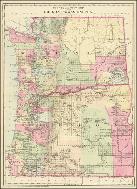 County And Township Map Of Oregon And Washington Barry Lawrence