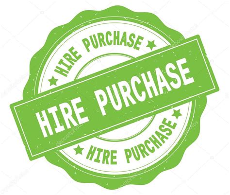 HIRE PURCHASE text, written on green round badge. — Stock Photo ...