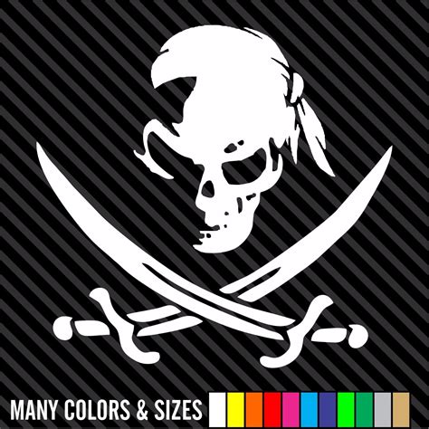 Jolly Roger Calico Jack Rackham Pirate Decal Sticker Die Cut Many