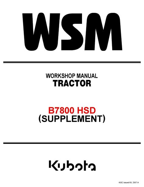 7800 Tractor Workshop Service Manual Kubota B7800 Hsd Ebay