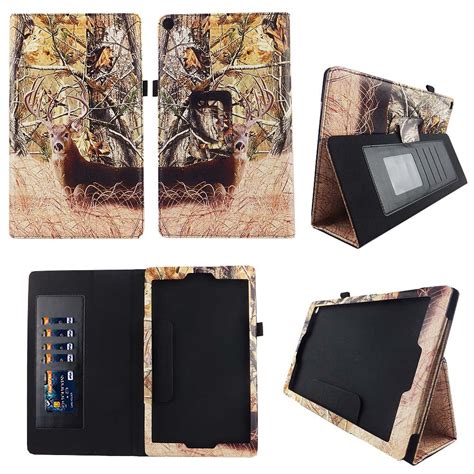 Camo Tail Deer Folio Case For Fire Hd 10 Slim Fit Leather Standing Protective Cover W Auto Wake