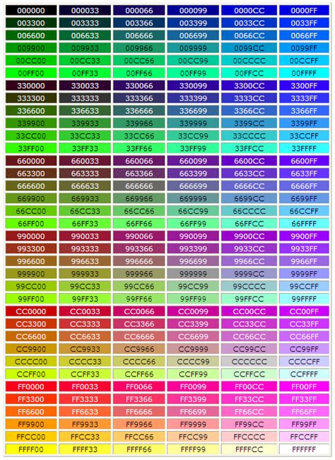 Hex Color Chart Pdf