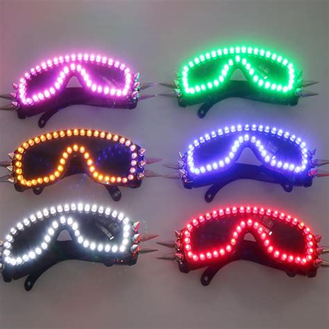 6 Color Burst Flashing Led Glow Glasses Led Glasses Rivet Punk Glasses Laser Glasses For