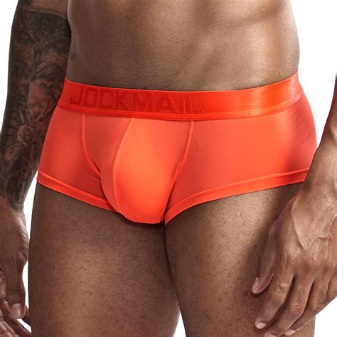 Jockmail Ultra Thin Ice Sexy Underwear Men Boxers Solid Convex Mens