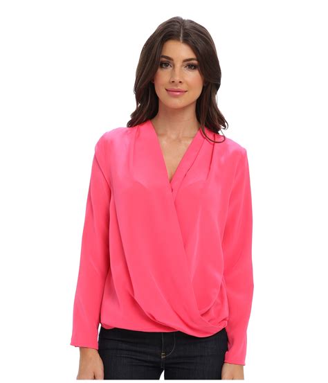 Amanda Uprichard Crossover Blouse In Pink Lyst