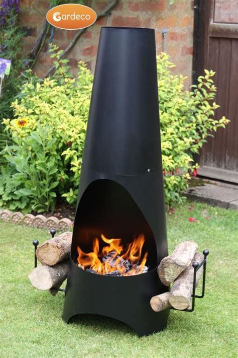 Are you considering installing a fire pit in your backyard? Gardeco Oslo Steel Chiminea In Black - Heartwarming Fires ...