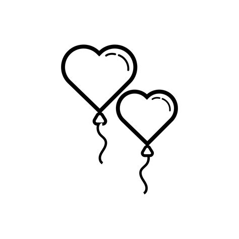 Happy Valentines Day Heart Balloons Helium Line Style 2570388 Vector