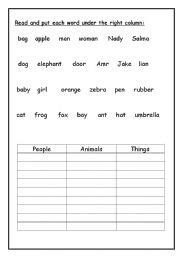 Nouns are words that describe animals, ideas, people, places and objects. English teaching worksheets: Nouns