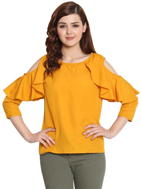 Buy Shreemanya Fancy Casual Top Yellow Color Western Wear For Girls And