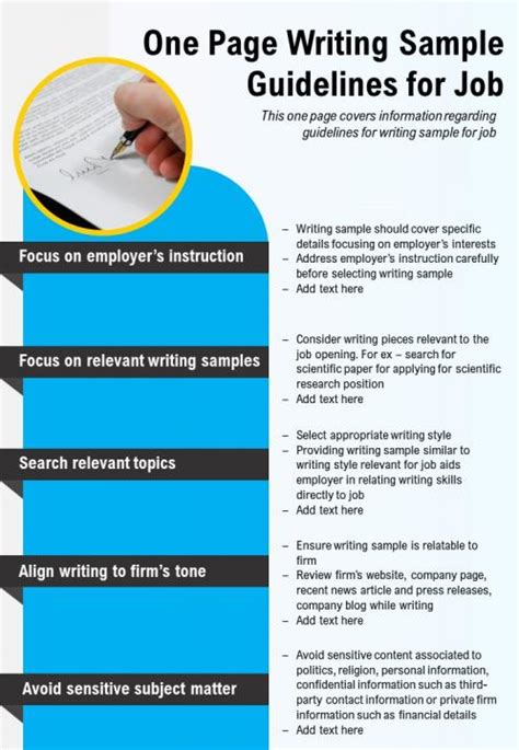 One Page Writing Sample Guidelines For Job Presentation Report