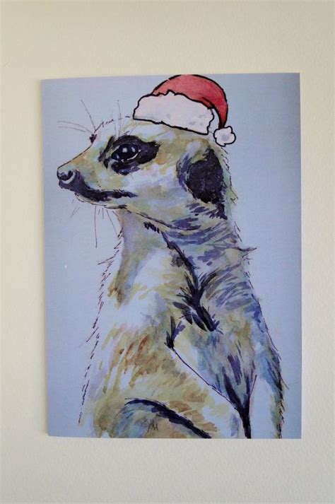 Christmas Meerkat Card Greeting Card From My Original Etsy Original
