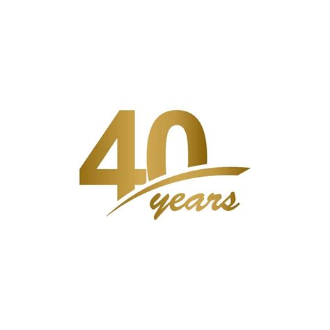 40 Years Anniversary Elegant Gold Line Celebration Vector Template