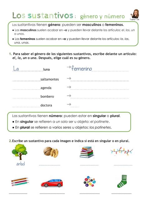 Ejercicio De Sustantivosgénero Y Número Spanish Activities Classroom