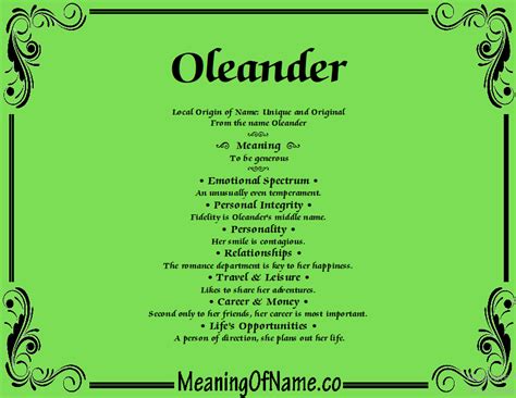 Oleander Meaning Of Name