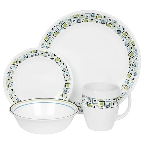 Corelle Livingware Chocolate Mint 16 Piece Dinnerware Set Home