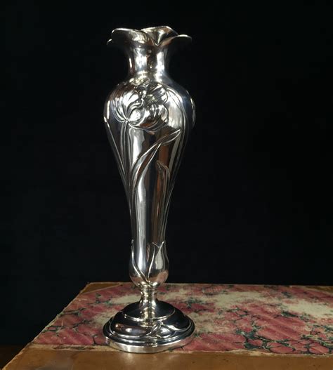 Art Nouveau Sterling Silver Vase With Tulips Henry Wilkinson Sheffield 1903 Moorabool