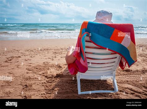 Woman Sunbathing Beach Spain High Resolution Stock Photography And