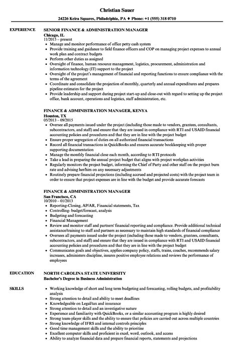 Resume tips for finance managers. Finance & Administration Manager Resume Samples | Velvet Jobs