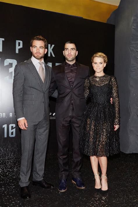 Chris Pine James T Kirk Zachary Quinto Spock And Alice Eve Carol Marcus